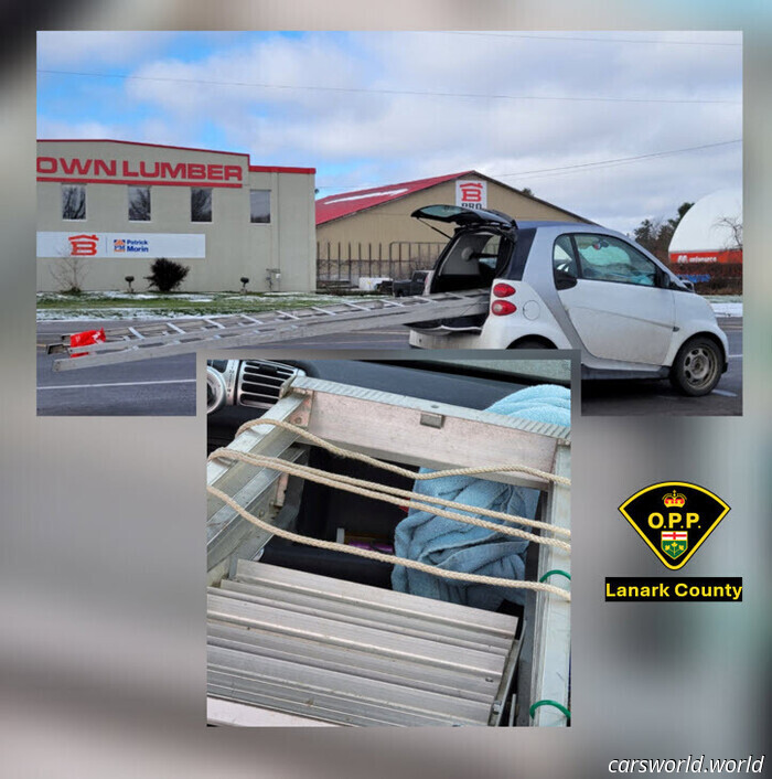 Guidatore poco scaltro ha preso una scala troppo grande per la sua auto | Carscoops